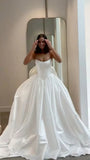 Simple Wedding Dress Ball Gown Strapless Satin White Wedding Dresses Bridal Gowns HZ1214