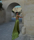 Sexy Sheath Halter Backless Long Prom Dresses Formal Summer Wedding Guest Dresses Wedding Guest Outfit HZ1214