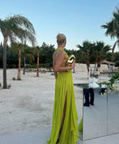 Modest A line High Green Chiffon Backless 20th Birthday Dress Prom Dress 18th Birthday Outfits Holiday Outfit HZ1214