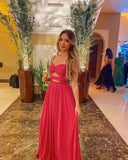 Modest A line Spaghetti Straps Chiffon Pink 18th Birthday Dress Prom Dress 21st Birthday Outfits For Women HZ1214
