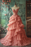 Pretty Ball Gown Sweetheart Blush Pink Lace Tulle Long Quinceanera Dress Formal Short Sleeves Flowers Vestido De 15 Anos Sweet 16 Dress HZ1214