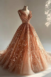 Pretty Ball Gown V Neck Pink Sequin Long Quinceanera Dresses Sweet 16 Dress Formal Vestido De 15 Anos HZ1214