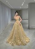 Unique Ball Gown V Neck Yellow Flowers Long Quinceanera Dresses Sweet 16 Dress Formal Vestido De 15 Anos HZ1214