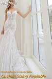 Appliques Mermaid Wedding Dress 2023 Spaghetti Straps Backless Bridal Gown For Women Tulle Sweep Train Vestidos De Noiva