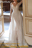 Detachable 2 In 1 Wedding Dress Embroidered Lace On Net With Train O-neck Sleeveless Vintage Bride Gowns Vestido De Novia 925