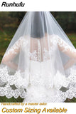 Two Layers Sequins Lace Edge Wedding Veils Custom Made