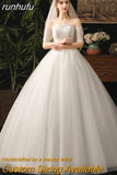Champagne Wedding Dress Half Sleeve Simple Lace Fashion Wedding Gown Plus Size Bridal Dresses Vestido De Noiva X