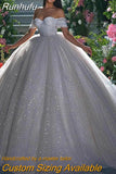 Princess Wedding Dress Ball Gowns Glitter Tulle Sweetheart Bride Dresses Robe De Mariee Off The Shoulder Wedding Gowns