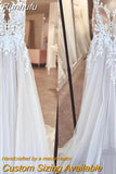 Wedding Dress Chiffon A-line Floor Length V-neck Bride Dress Appliques Sleeveless Slit A Line Button Robes De Mariée