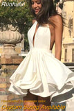 Sexy Halter Collar Short Wedding Dress For Bride 2023 Sleeveless A-Line Bridal Gown Simple Satin Vestido De Novia