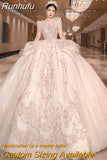 Luxury Long Train Wedding Dress 2023 New Bridal Dresses Ball Gown Long Sleeve Winter Beading Wedding Gowns