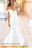 The Shoulder Soft Satin Mermaid Wedding Dresses For Women 2023 Bride Gown Vestido De Novia Simple Suknia Ślubna Robe Mariage