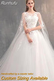 Chinese Wedding Dress With Long Cap Lace Wedding Gown With Long Train Embroidery Princess Plus Szie Bridal Dress