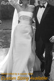 Strapless Off The Shoulder Wedding Dress 2023 Bow Sleeveless Backless A-Line Simple Satin Bridal Gown Vestido De Noiva