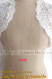 Elegant Simple Shares of Women's 3/4 Long Sleeve White Lace Shoulders Cropped Bolero Wedding Jacket 2023 Bridal Wraps