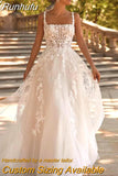 Wedding Dress Chiffon A-line Floor Length V-neck Bride Dress Appliques Sleeveless Slit A Line Button Robes De Mariée