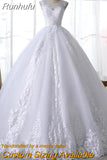 White Lace Wedding Dress With Train Sleeveless Bridal Dress Back Zipper Ball Gown Luxury Vestido De Noiva Robe De Mariee
