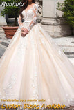 Wedding Dress Princess Lace Appliques Long Sleeve Ball Gown Vestido De Novia Sweep Train Bride Bridal свадебное платье