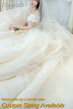 New Shining Sequins Luxury Wedding Dress With Sweep Train Elegant Boat Neck Off The Shoulder Ball Gown Vestido De Noiva