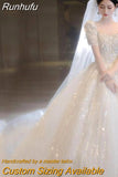 Sleeve Beading Wedding Dress 2023 New Luxury Big Train Bride Dresses Tuller Ball Gown Wedding Dresses Vestido De Noiva