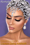 HP456 Trendy Bridal Headband Wedding Hair Accessories Alloy Flower Forehead Wedding Crown for Pageant Brides Headdress